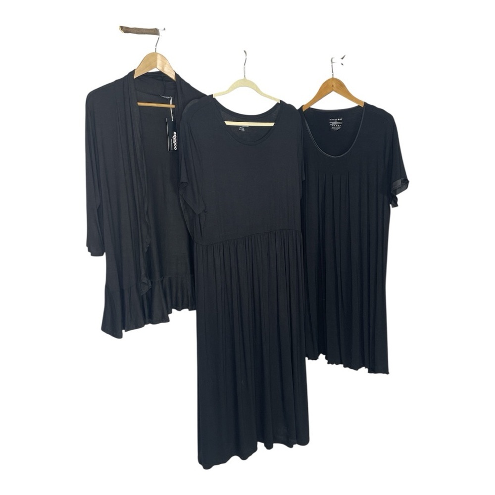 Elegant Black Dress and Cardigan Set XL